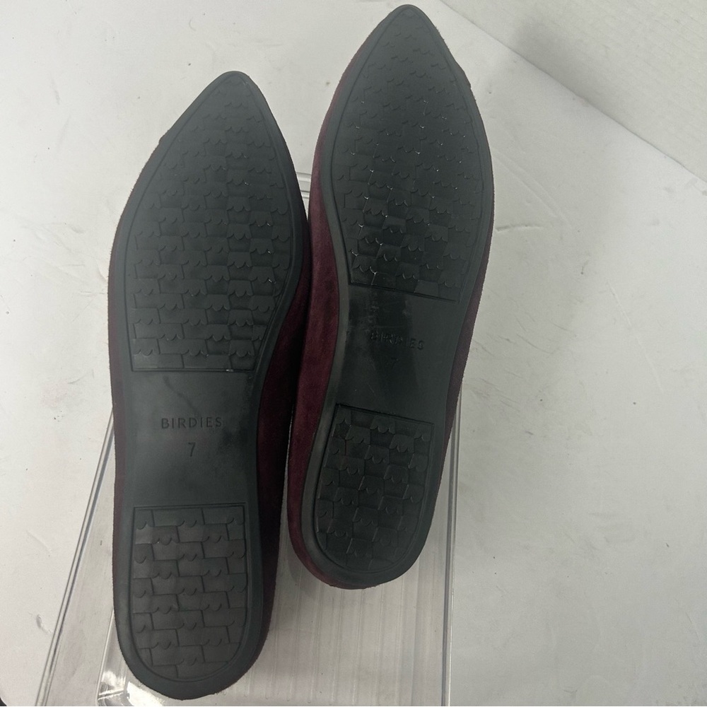 NEW Birdies Women’s The Goldfinch Suede Pointed Toe Elegant Burgundy Flats 7M - Picture 6 of 7